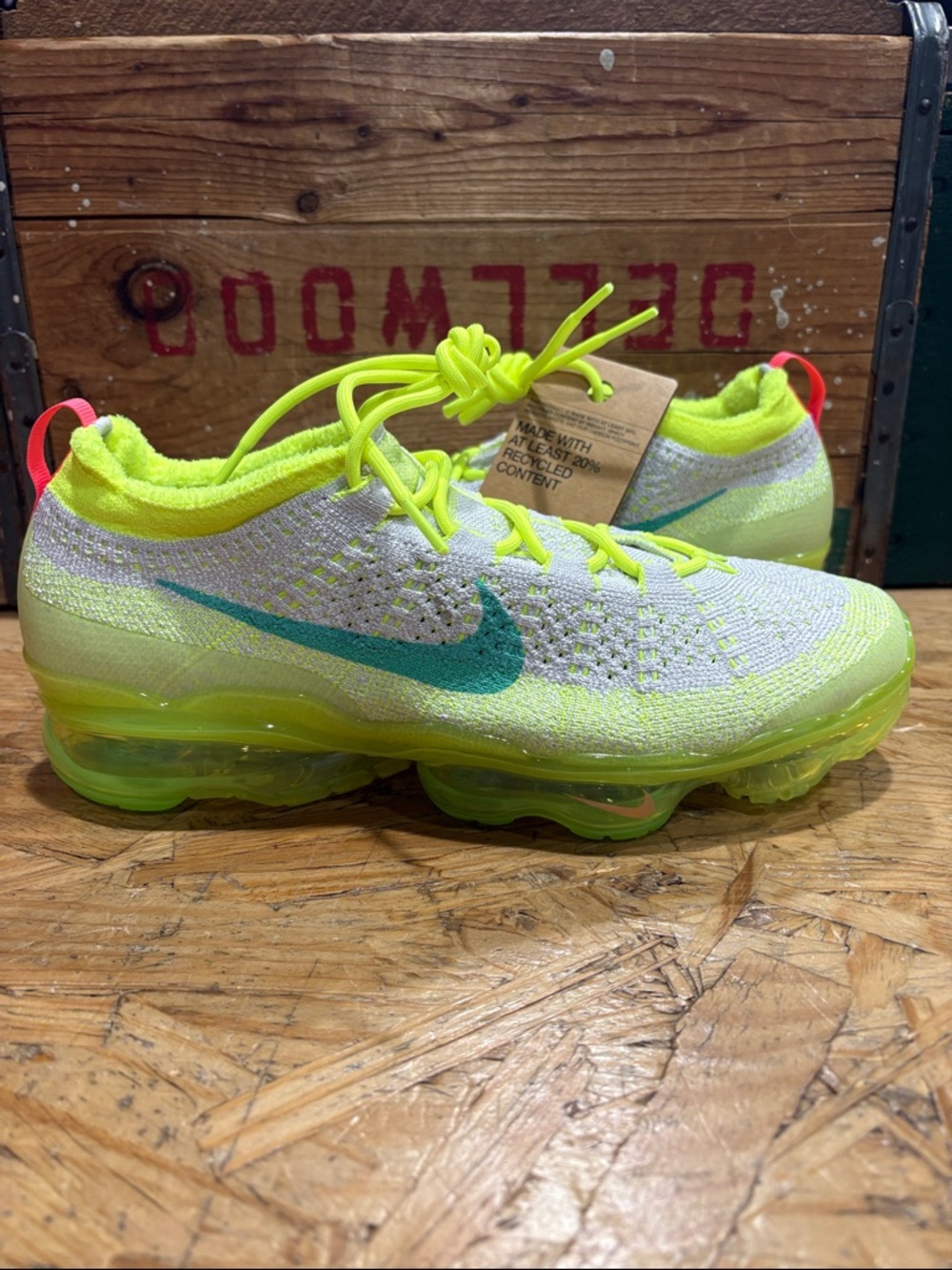 Nike Vapormax FlyKnit Men’s  Neon Volt and Teal Flyknit VaporMax Sneakers